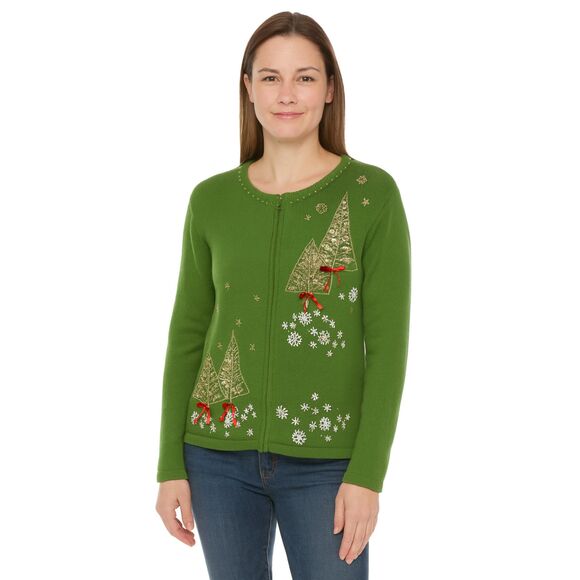 Vintage 90s Christmas Sweater Cardigan Carly St Claire S Embellished Embroidered - Picture 12 of 12